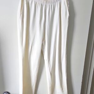 Lands' End Cream Track Pants with Elastic Waistband